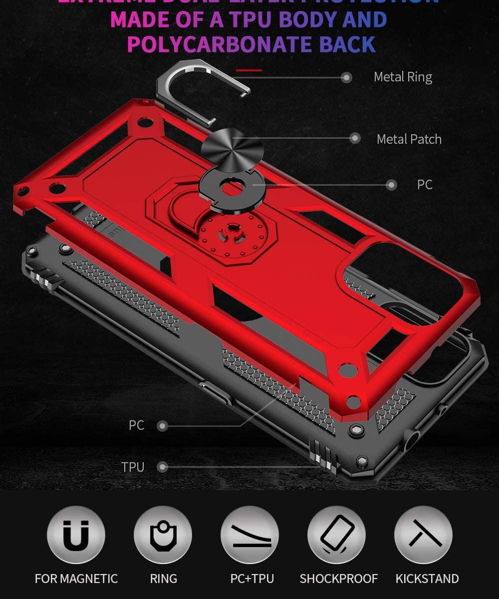 Protectores para celular  para Motorola  MOTO G9 Plus Funda reforzada con anillo v2 Rojo